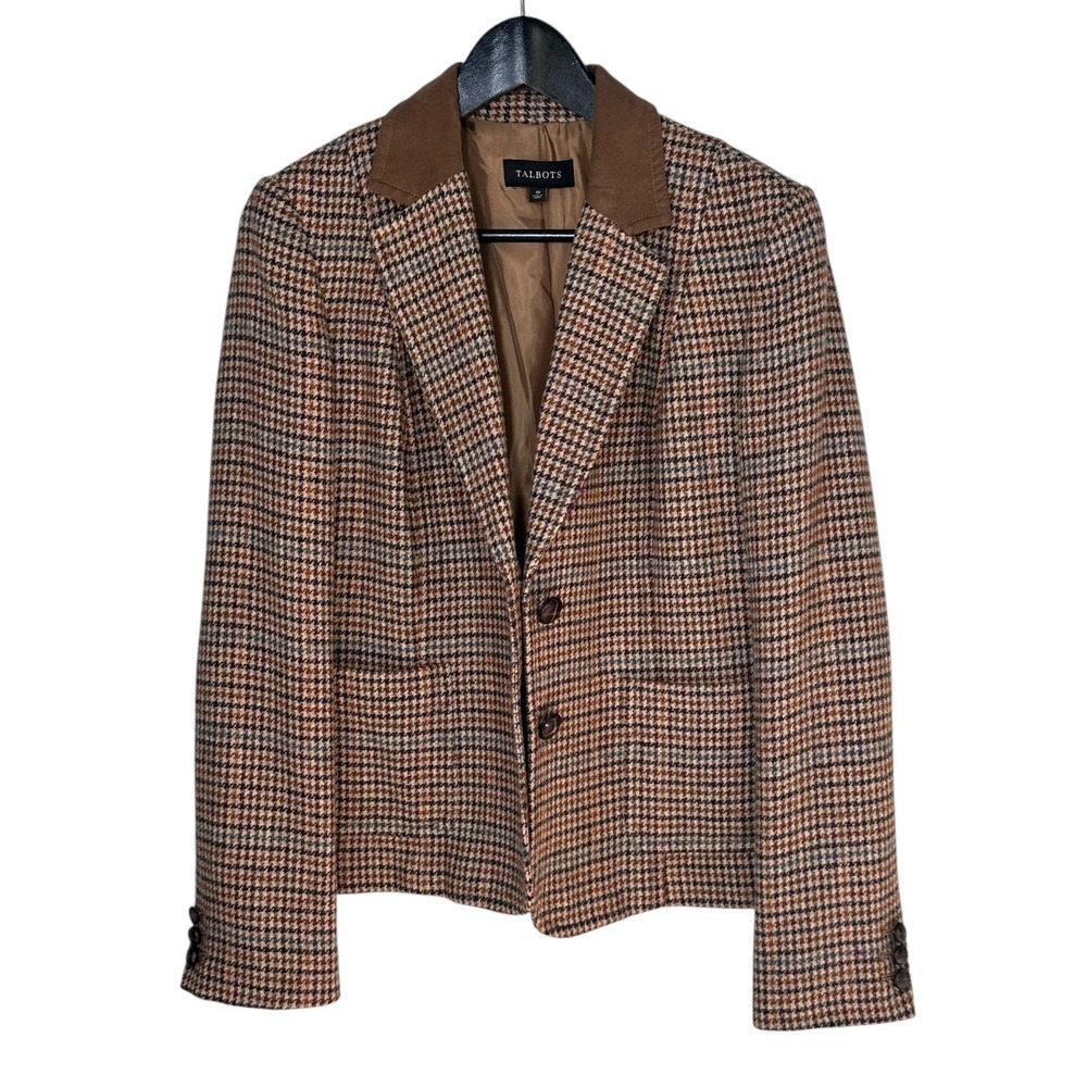 Talbots Wool Blend‎ Houndstooth Blazer Sz 10 Heritage Equestrian Preppy Office - Picture 4 of 13